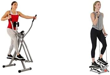 Sunny Health & Fitness SF-E902 Air Walk Trainer Elliptical Machine Glider + Sunny Health & Fitness Total Body Advanced Stepper Machine – SF-S0979