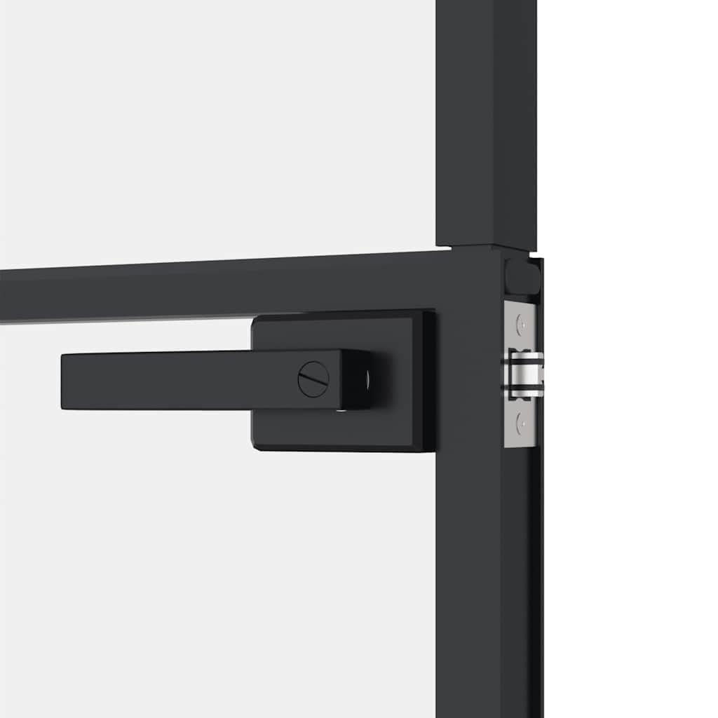Porte d intérieur Noir 102x201,5 cm Trempé verre aluminium fin