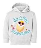 WESTLAKE Girl's Baby Shark Beach Day DooDoo Hoodie - White, Small