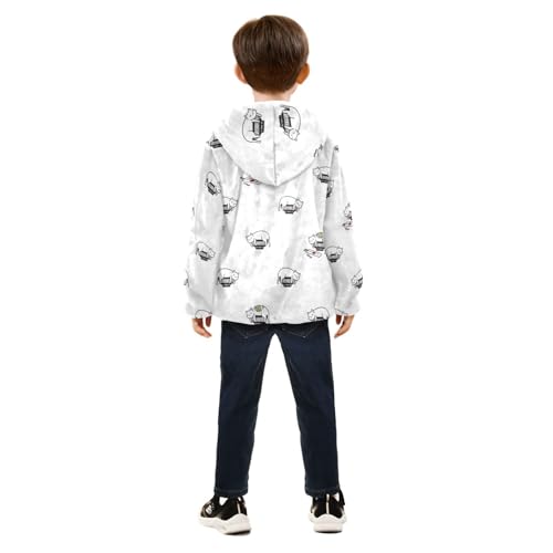 Kitten Japanese Ramen Yakisoba Girls Fleece Jacket Girls Fall Jacket Girls Zip Up Hoodie Girls Sherpa Jacket 2-10T4