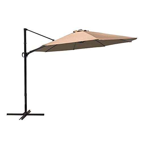 COBANA 10ft Cantilever Offset Patio Umbrella with Vertical Tilt and 360 Degree Rotation Function, Beige
