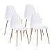 GreenForest Dining Chairs Set of 4, Mid Century Modern Kitchen Chairs Plastic Seat and Back Side Chair with Metal Legs, White