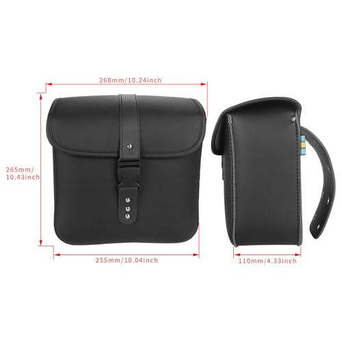 2 piezas de alforjas para motocicleta, bolsas de cuero sintético PU, alforjas laterales universales de fácil instalación para motos cruiser y biker miniatura 2