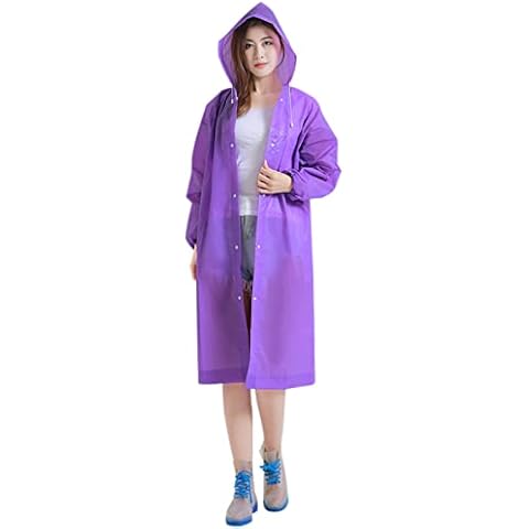 Potosala 2 Pack Rain Jackets Rain Poncho Rain Jackets Reusable Waterproof Rain Jacket for Travel,for Bike Hiking Camping Fishing (EVA) Transparent Unisex Rain Poncho Rain Jackets (Purple) Cover