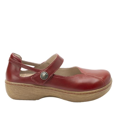 Image of Alegria Women's Onika Leather Wood Grain Mary Jane Shoes