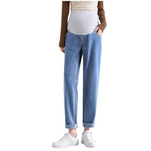 Women's Maternity Denim Pants Over The Belly Support Comfortable Stretch Jeans Casual Pregnancy Trousers Jeans