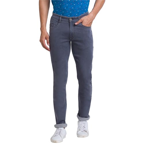 Image of Parx Men's Cotton Blend Jacquard Pattern Slim Tapered Fit Flat Front Jeans