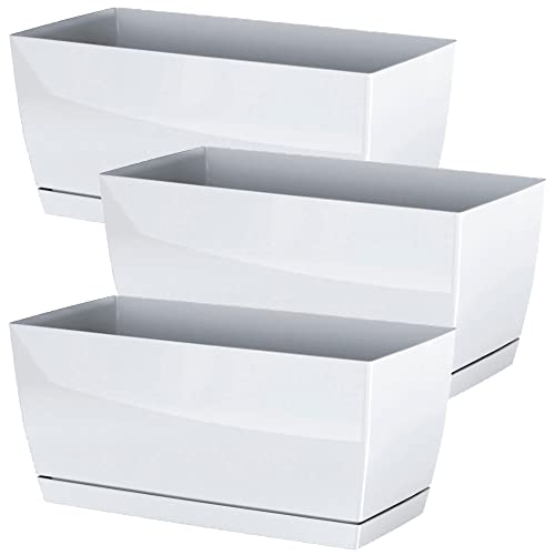 WELL HOME MOBILIARIO & DECORACIÓN 3X Jardinera de plastico Coubi Case P en Color Blanco 24 (Largo) x 12 (Ancho) x 11 (Altura) cm