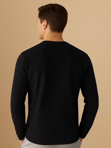 Image of Nobero Ottoman Texture Full Sleeve T-Shirt for Men | 240 GSM Regular fit Tshirt for Men | Casual Wear