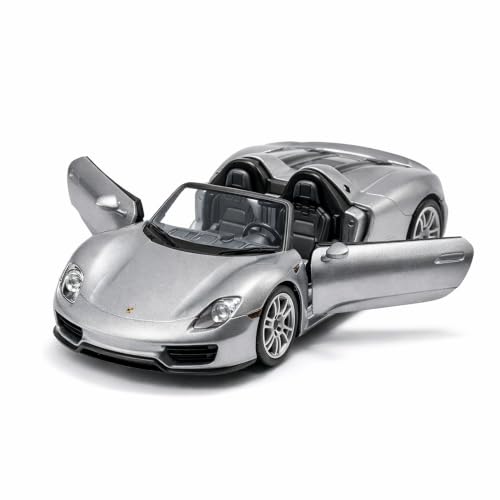 Image of Wizplex MSZ Porsche 918 Spyder 1:43 Scale Officially Licensed Die Cast Metal Car - Pull Back Open-Top Hypercar with Openable Front Doors, Collectible Showpiece for Kids 6+ & Car Enthusiasts