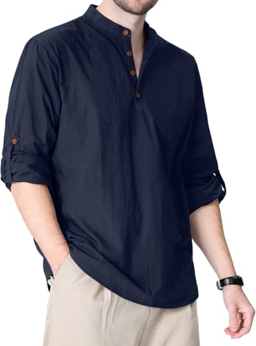 Zombom Cotton Polyester Blend Solid Casual Regular Fit Mandarin/C...