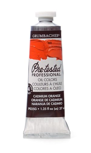 Grumbacher Pre-Tested Oil Paint, 37ml/1.25 Ounce, Cadmium Orange (P025G)