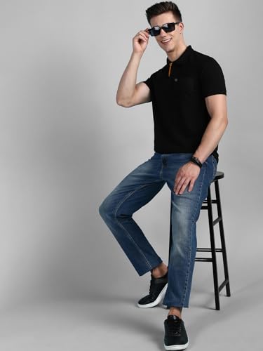 Image of Lux Cozi Men Cotton Regular Fit Polo Neck Half Sleeve Solid Casual T-Shirt with Chest Pocket | Pack of 2 |