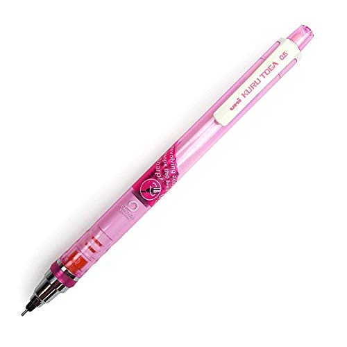 Uni-ball Kuru Toga M5-405T - Portaminas de 0,5 mm, mecanismo de plomo giratorio automático, borrador de botón reemplazable, papelería escolar y oficina, cuerpo rosa, paquete de 1 unidad