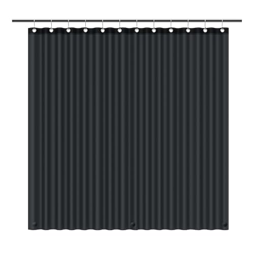EHZNZIE Black Shower Curtain Liner 72x72 PEVA Waterproof Bath Curtain No Chemical Smell 3 Weighted Magnets Durable with Rustproof Metal Grommets