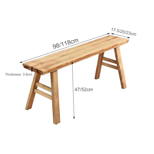 Banco de madera maciza marrón resistente con dimensiones de 98 cm 3