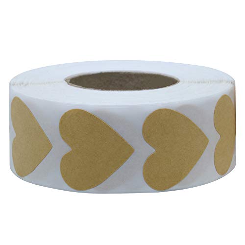 Hybsk Kraft Heart Stickers Valentine's Day Crafting Scrapbooking 30Mm Adhesive Label (Kraft) #TOP2