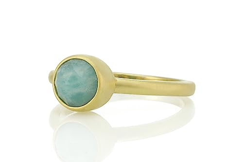 Bague en Vermeil 24k Amazonite : Cadeau Idéal pour Femme
