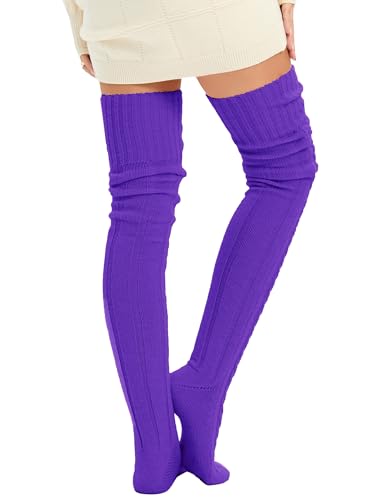 Image of Women's Thigh High Knitted Winter Boot Socks Vintage Extra Long Leg Warmer Over Knee High Stockings