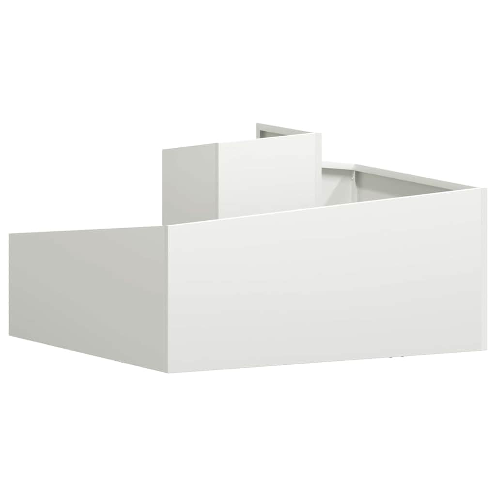 vidaXL Doniczka ogrodowa Biały 80 x 80 x 50 cm Stal zimnogięta, Ogród i taras, nowoczesny metalowy doniczka na zewnątrz, dekoracyjny pojemnik na rośliny, akcesoria na patio