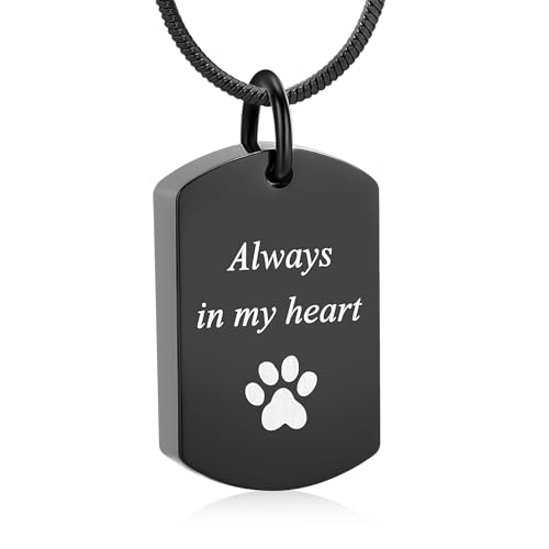 Minicremation Cremation Jewelry Urn Necklace for Ashes for Women & Men Always in My Heart Paw Print Urn Necklace Memorial Keepsake Pendant with Filling Kit