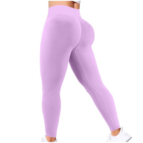 high Waisted Yoga Leggings for Women High Waisted Leggings Women Fall Fashion 2025 Soft Workout Tummy Control Yoga Pants Casual Gym Fitness Tights Clothes Purple S