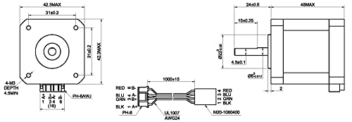 STEPPERONLINE Nema 17 Stepper Motor 2A 55Ncm Bipolar 1.8 Degree 4-Lead for 3D Printer CNC Extruder, 1 Pack, 42*48