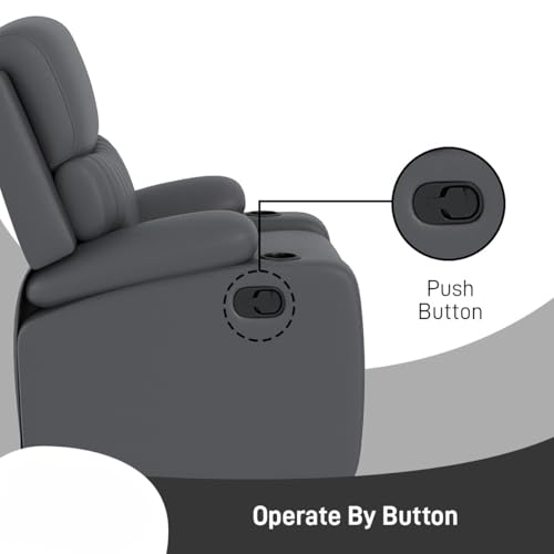 Image of Amazon Brand - Solimo Orleans | Single Seater Sofa Recliner | Manual Recliner (Leatherette Grey)