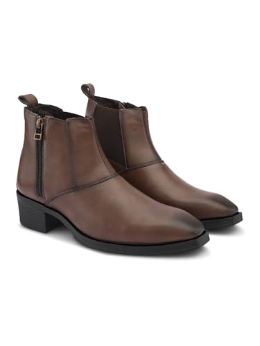 Image of Prolific Men's Chelsea Zipper /Chain Boots | High Ankle Boot| Formal, Office & Casual Wear Shoes | Soft Cushioned Insole, Slip-Resistance, Dynamic Feet Support, Arch Support & Shock Absorption