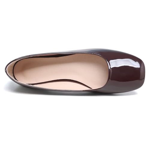 Image of ChaiRong Zhou Women Square Toe Ballets Flats Comfort Slip On Walking Shoes for Driving