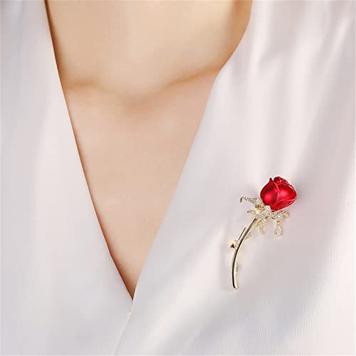 Ailonmei Elegant Pearl Flower Designer Brooch Pins Broches Costume Jewelry For Women Fashion Christmas Gift (Red Rose) #TOP7