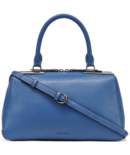Calvin Klein Lori Top Zip Satchel, Denim, One Size - image 1