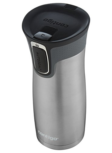 Image of Contigo AUTOSEAL West Loop Vacuum-Insulated Stainless Steel Travel Mugs with Easy-Clean Lid, 16oz., Grapevine & Stainless Steel, 2 Pack
