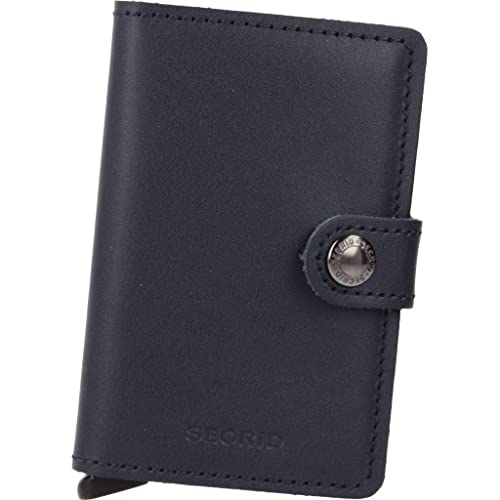 Secrid Herren Mini Wallet Echtleder RFID Safe Card Case for max 12 Cards, Navy, 16mm Slim
