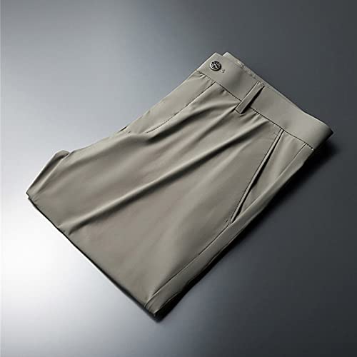 Maiyifu-Gj Men's Stylish Slim Fit Pant Classic Straight Leg Casual Suit Pant Lightweight Business Party Comfort Trouser (Khaki,34) #TOP4