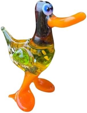 Glass Duck Figurine  Hand-Blown Murano-Style Miniature  Collectible Duck Ornament for Shelf or Desk  Gift for Animal Lovers & Home Décor