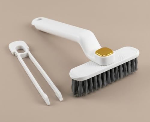 Image of Multi Function Toilet & Bathroom Cleaning Brush | Hard Bristle Rotating Crevice & Tile Scrubber | Floor, Toilet, Grout & Gap Cleaning Brush | Plastic Handle Cleaning Tool for Home