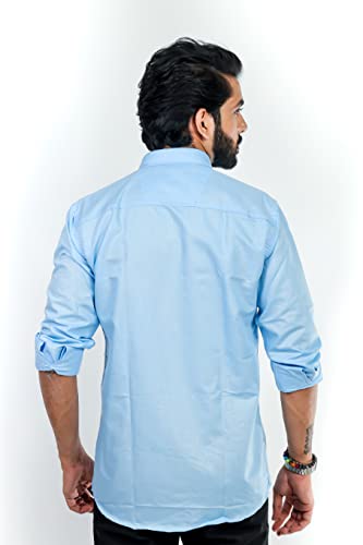 Image of HARPITA Men's Solid Regular Fit Cotton Casual Shirt with Spread Collar & Full Sleeves