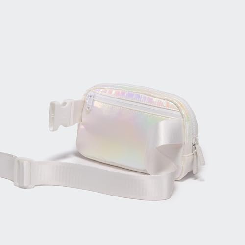 Image of Pander Two Way Zipper Fanny Pack Nylon Everywhere Belt Bag for Women, Water Repellent Waist Packs, Crossbody Bags with Adjustable Strap(Iridescent).