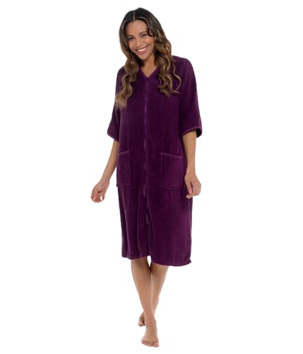 Undercover Ladies Terry Towelling 100% Cotton Zip Through Hooded or Non Hooded Dressing Gown Drying Bathrobe