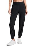 CRZ YOGA Butterluxe High Waisted Joggers for Women 28' - Casual Lounge Workout Yoga Pants with Pockets Black Medium