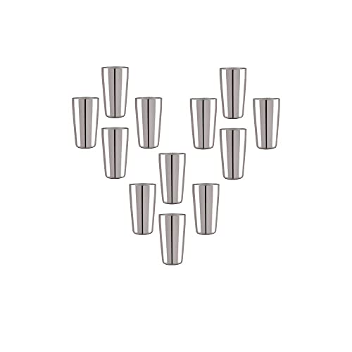 Image of Neelam Stainless Steel 8 22G PRM Lassi Glass, 500 ml, Silver, Set of 6