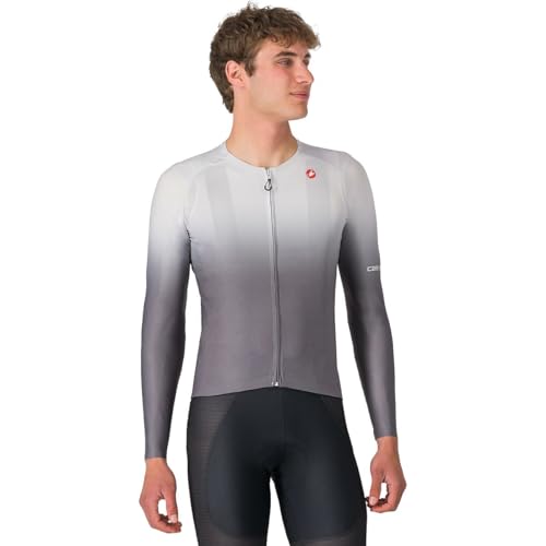 Amazon.com : CASTELLI UPF Long-Sleeve Jersey Silver Gray S