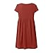 Fashion Summer OL Temperament Women's and Linen Round Neck A Line Skirt Plus Size Long Dressy Maxi (Brick Red, XXL)