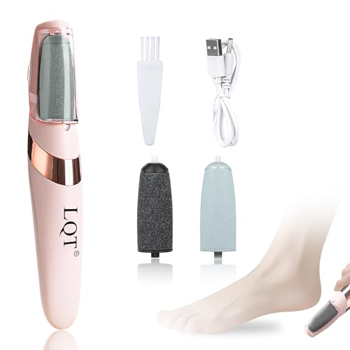 LQT® Electric Foot File – Rechargeable Callus Remover for Hard, Cracked Skin – At-Home Pedicure Kit for Smooth Feet (Men & Women) (Pink)