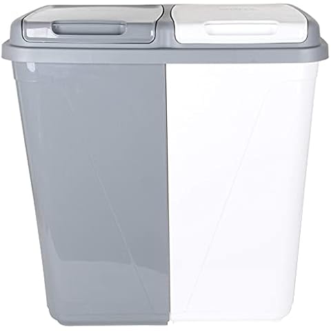 Jolie Max 90L Dual Compartment Kitchen Rubbish Bin Waste Recycling And Laundry Basket (Grey&White) Cover