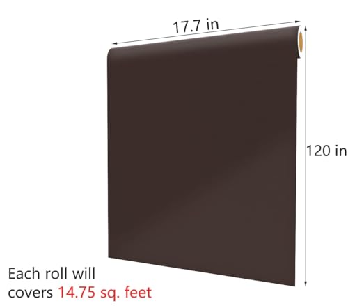 Decotalk Dark Brown Contact Paper - Peel and Stick Wallpaper Self Adhesive Contact Paper for Cabinets Decorative 17.7"x120" Solid Brown Wallpaper for Bedroom Walls Removable Matte Vinyl Wrap