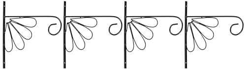 Image of Amazon Brand - Solimo Plant Hanger Brackets Wall Mounted Metal Hanging Hooks /Holder for Indoor Outdoor Planters (Black, Set of 4)