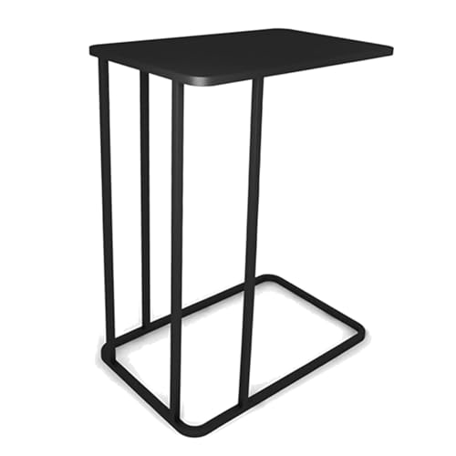 Acomoda Textil - Mesa Auxiliar para Sofá 58x40x30 cm Resistente, Ergonómica y Ligera. Mesita Auxiliar de Metal Versátil y Cómoda para Cama, Dormitorio y Salón de Fácil Montaje. (Negro)