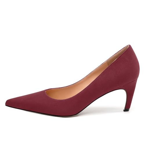 Women's Pumps, Pointed Toe Mid Stiletto Heels, Slip On Fashion Solid Dress Wedding Working Shoes for Women 2.5 inch2